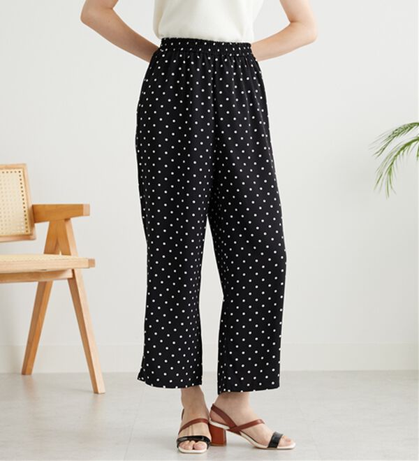 BELLUNA（ベルーナ）の「ヒンヤリ冷感！プリントワイドパンツ（ワイドパンツ・ガウチョ）」｜詳細画像