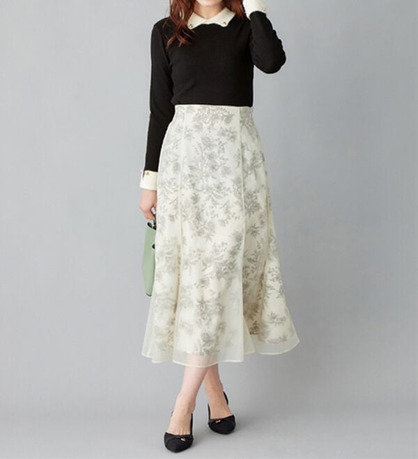 alotta（アロッタ）の「洗える！もっちりタッチ衿付フェザー切替配色ニット（ニット・セーター）」｜詳細画像