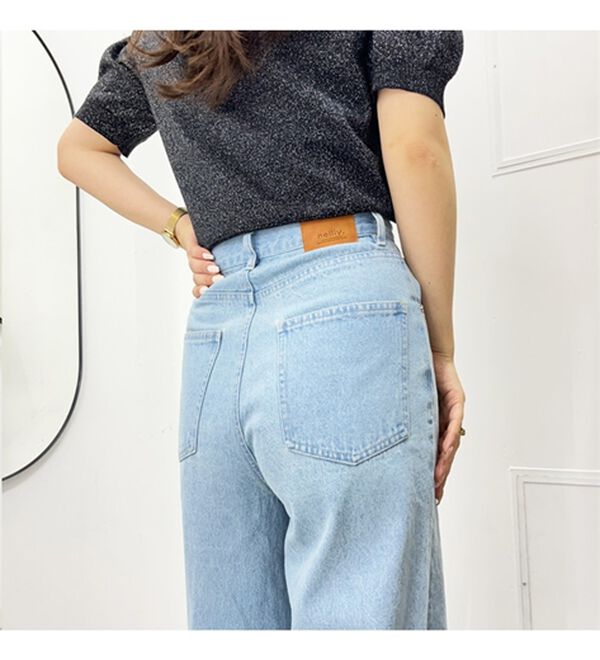 GeeRA（ジーラ）の「オリジナルパッチハイウエストデニム（ワイドパンツ・ガウチョ）」｜詳細画像