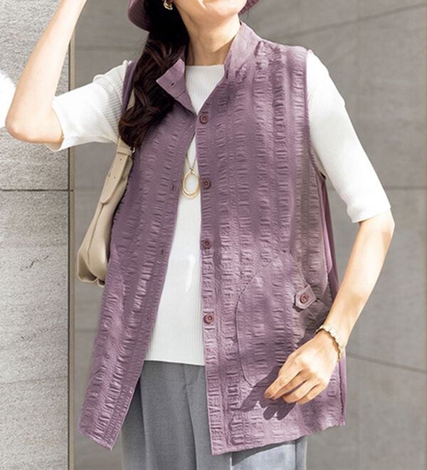 ルフラン（ルフラン）の「夏の快適お出かけ！帽子付ベスト（ベスト）」｜詳細画像