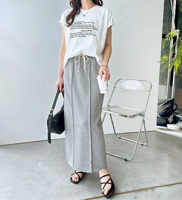 GeeRA（ジーラ）の「すっきり見え！フロントラインスウェットナロースカート（ロングスカート）」｜詳細画像