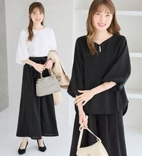 alotta（アロッタ）の「【２点セット】洗える！楽キレイセットアップ（ブラウススーツ）」