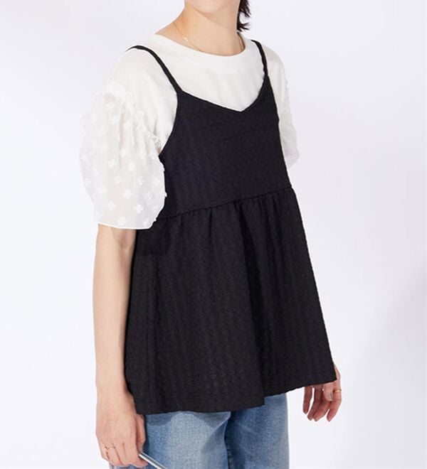 BELLUNA（ベルーナ）の「ジャカード素材バックリボンビスチェ（タンクトップ・キャミソール）」｜詳細画像