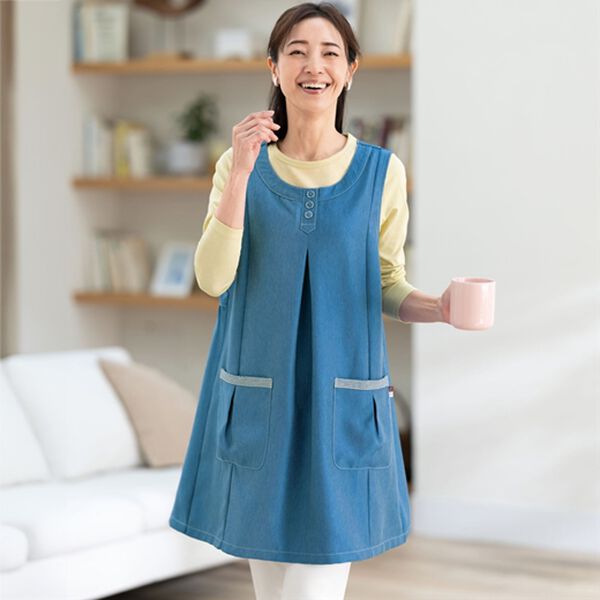 ルフラン（ルフラン）の「【２色組】デニム調エプロンチュニック（エプロン）」｜詳細画像