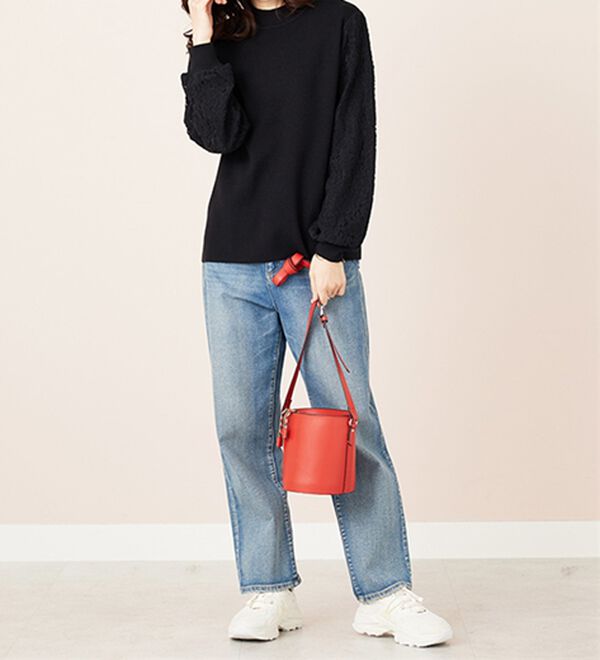 BELLUNA（ベルーナ）の「袖起毛レースニットプルオーバー（ニット・セーター）」｜詳細画像