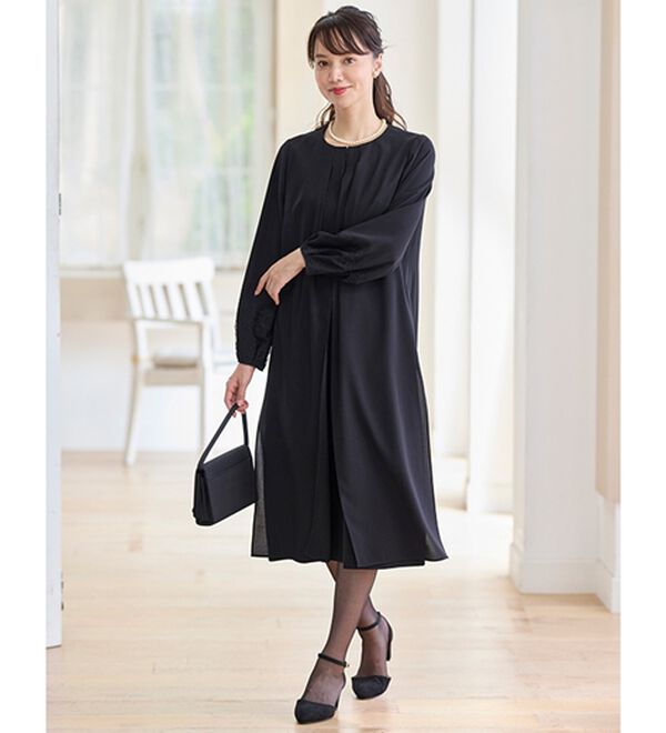 BELLUNA（ベルーナ）の「レーススリーブワンピース（ブラックフォーマル（喪服・礼服））」｜詳細画像