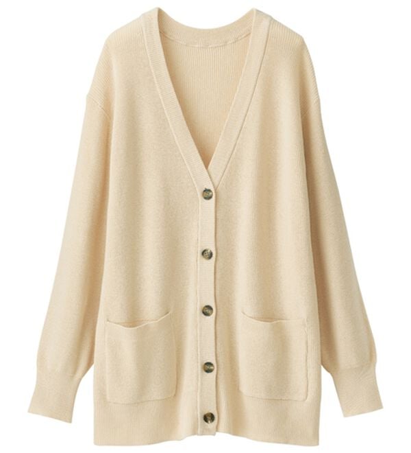 BELLUNA（ベルーナ）の「ハピネスコットン１００％あぜ編カーディガン（ニットカーディガン）」｜アイボリー