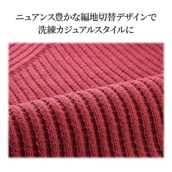 BELLUNA（ベルーナ）の「ハイネックデザイン編地切替ニットチュニック（チュニック）」｜詳細画像