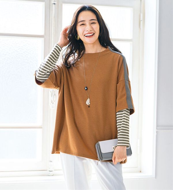 ルフラン（ルフラン）の「【３色組】体型カバーを叶える！重ね着風プルオーバー（カットソー）」｜詳細画像