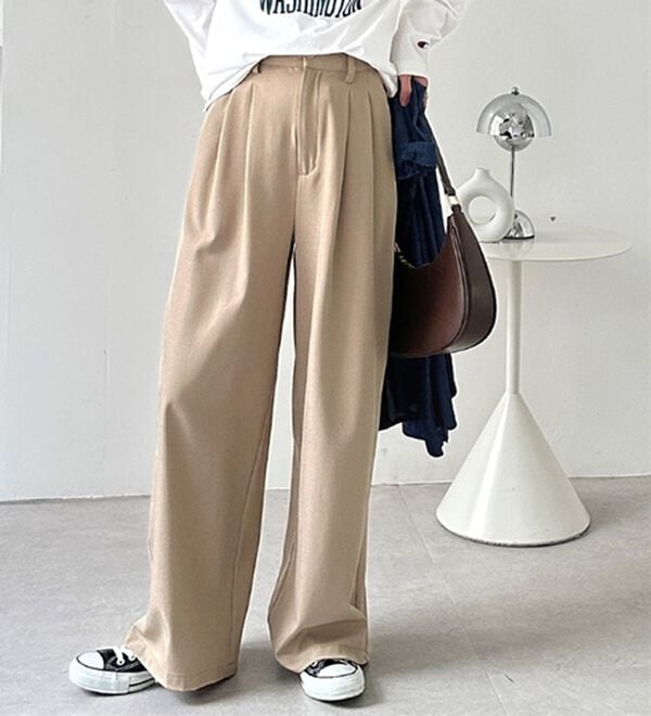 GeeRA（ジーラ）の「着心地抜群！ハイウエストダブルタックワイドパンツ（フルレングスパンツ）」｜詳細画像