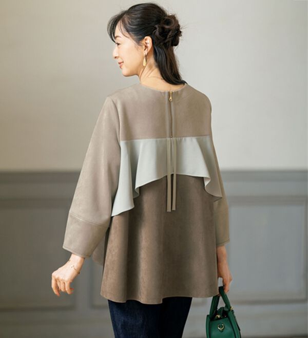 ルフラン（ルフラン）の「バックフリルのスエード調ブラウス（ブラウス）」｜詳細画像