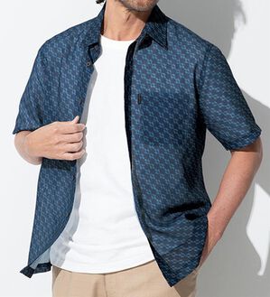 「＜パトリチオ　フランチェスカ＞和柄メッシュ涼感プリントシャツアウター（メンズシャツ）」｜詳細画像