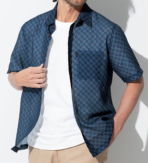 「＜パトリチオ　フランチェスカ＞和柄メッシュ涼感プリントシャツアウター（メンズシャツ）」｜詳細画像