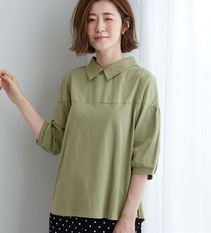 BELLUNA（ベルーナ）の「衿付き異素材切替プルオーバー（カットソー）」｜詳細画像