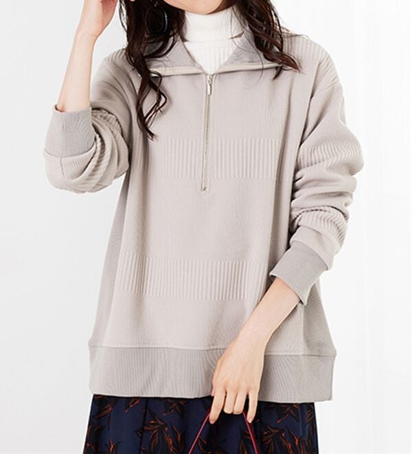 BELLUNA（ベルーナ）の「ボーダージャカードハーフジッププルオーバー（カットソー）」｜詳細画像