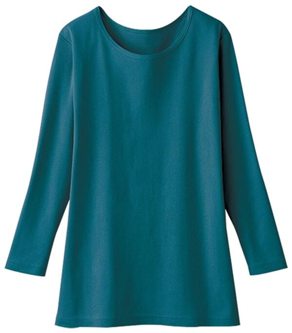 LAVIENNE（ラヴィエンヌ）の「＜カラフルコットン＞綿１００％クルーネックプルオーバー（８分袖）（肌着・インナーウェア）」｜詳細画像