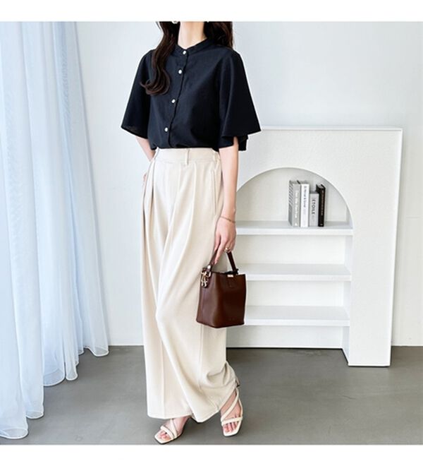 GeeRA（ジーラ）の「フレアー袖バンドカラーブラウス（ブラウス）」｜詳細画像