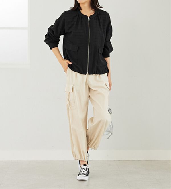 BELLUNA（ベルーナ）の「とろみ素材ポケットデザインブルゾン（ブルゾン）」｜詳細画像