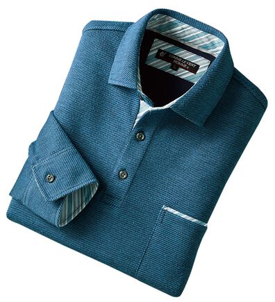 「＜コムルヴァン・オム＞ふっくら綿混素材の両面起毛ポロ（メンズポロシャツ）」