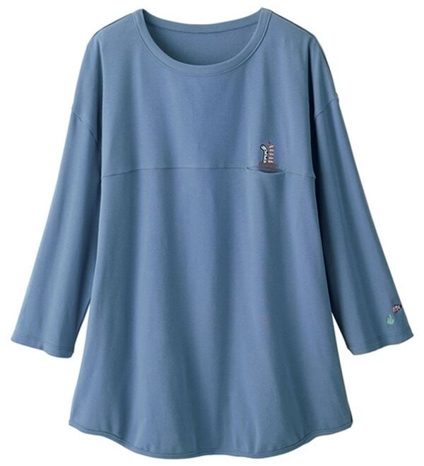 ルフラン（ルフラン）の「綿１００％刺しゅうＴシャツ（Tシャツ）」｜ダスティブルー