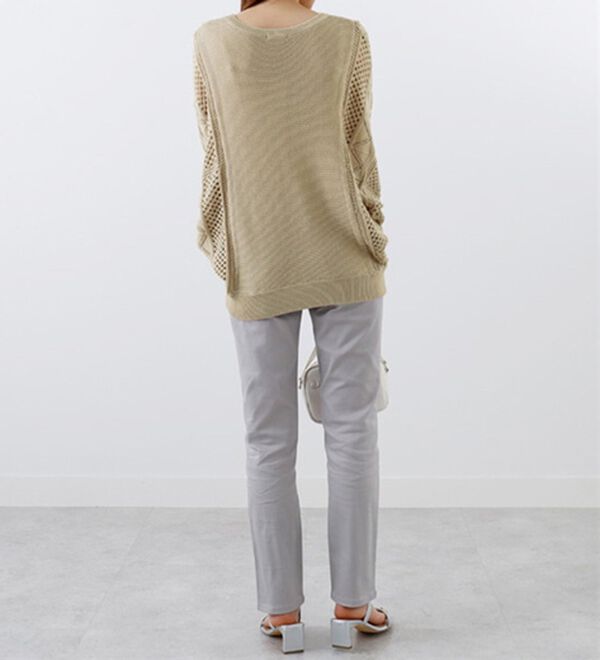 BELLUNA（ベルーナ）の「透かし編ドルマンニットプルオーバー（ニット・セーター）」｜詳細画像