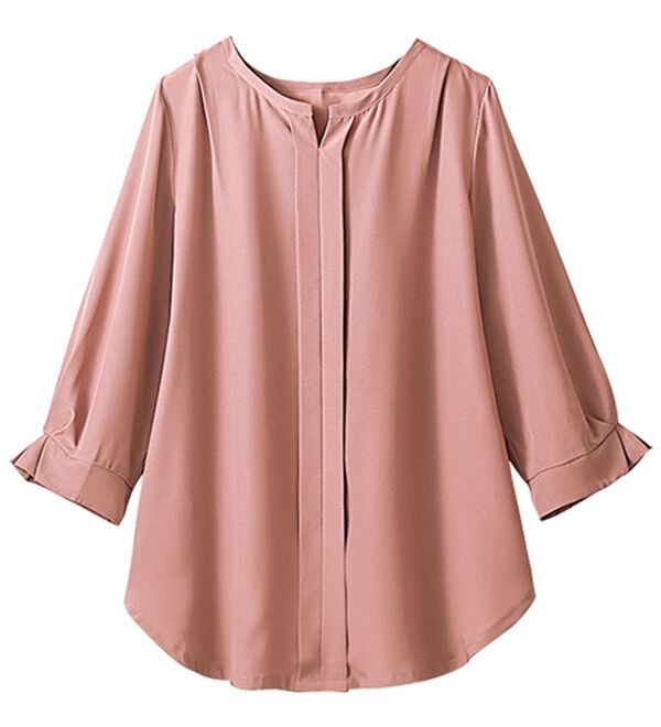 BELLUNA（ベルーナ）の「ひんやり機能付！袖タックキーネックブラウス（ブラウス）」｜詳細画像