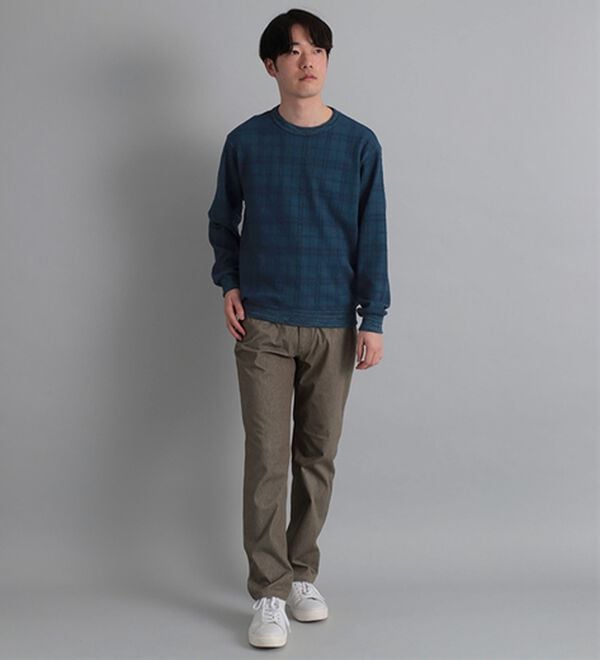 「＜コムルヴァン・オム＞チェック柄ふくれジャカードトレーナー（メンズトレーナー）」｜詳細画像