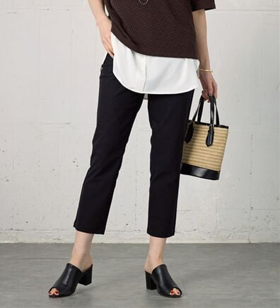 BELLUNA（ベルーナ）の「 【接触冷感】【選べる2丈】サラリ裏メッシュ美脚アンクルパンツ（フルレングスパンツ）」