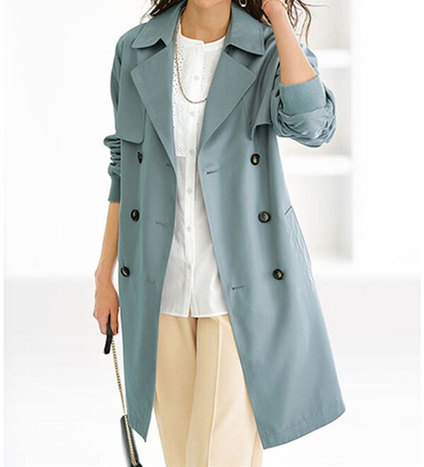 BELLUNA（ベルーナ）の「花粉対策！袖リブ使いトレンチコート（ロングコート）」｜サックス