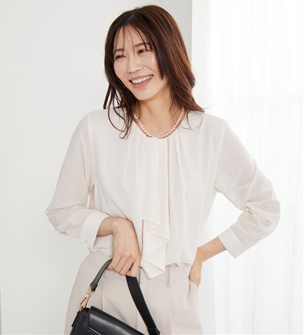 BELLUNA（ベルーナ）の「＜Ｃ／Ｓ＞ドットシフォンボウタイブラウス（ブラウス）」｜詳細画像