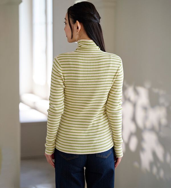 BELLUNA（ベルーナ）の「＜＆ｃｏｃｏｃｈｉ＞ハピネスコットン１００％&times;吸湿発熱リブタートルニット（ニット・セーター）」｜詳細画像