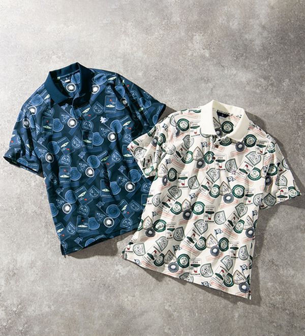 「＜マンシングウェア＞総柄プリント半袖ポロシャツ（メンズポロシャツ）」｜詳細画像