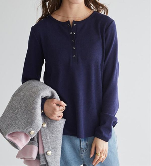 RANAN（ラナン）の「ヘンリーネックワッフルロンＴ（カットソー）」｜詳細画像