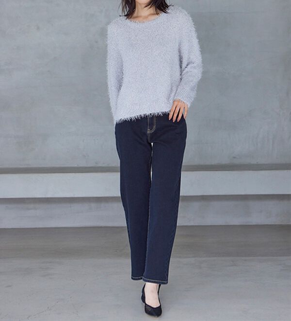 RANAN（ラナン）の「【裏起毛】ウエストゴムなのにスッキリ穿けるデニム（フルレングスパンツ）」｜詳細画像