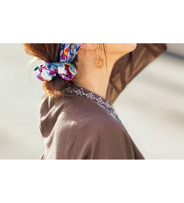 BELLUNA（ベルーナ）の「インド綿配色刺しゅうワンピース（チュニックワンピース）」｜詳細画像