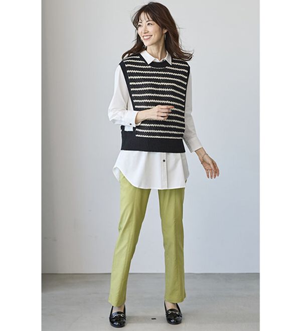 BELLUNA（ベルーナ）の「ボーダーを上品に着こなすニットベスト（ベスト）」｜詳細画像