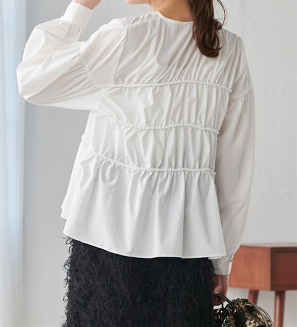 RANAN（ラナン）の「フロントリボンギャザーシャツ（シャツ）」｜詳細画像