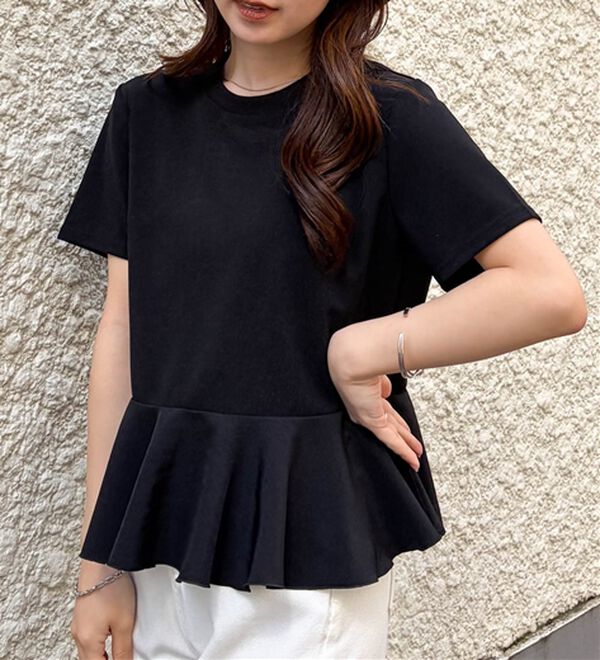 RANAN（ラナン）の「【ひんやり・ＵＶ】異素材切替ペプラムプルオーバー（カットソー）」｜詳細画像