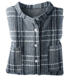 BELLUNA（ベルーナ）の「動きやすい！バンドカラーシャツチュニック（チュニック）」｜ネイビー系ヘリンボーン