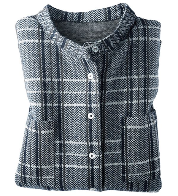 BELLUNA（ベルーナ）の「動きやすい！バンドカラーシャツチュニック（チュニック）」｜ネイビー系ヘリンボーン