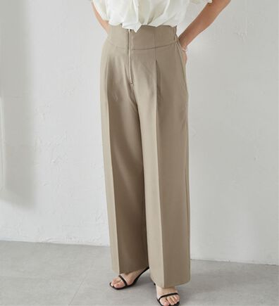 RANAN（ラナン）の「ハイウエストジップワイドパンツ（ワイドパンツ・ガウチョ）」