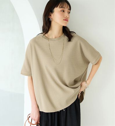 BELLUNA（ベルーナ）の「【快適Ｌａｂ．】ドライワッフル素材ドルマンプルオーバー（カットソー）」