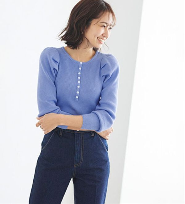 Pierrot（ピエロ）の「ボリュームスリーブリブニット（ニット・セーター）」｜詳細画像