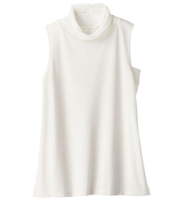 BELLUNA（ベルーナ）の「綿混素材脇汗対策チュール使いインナー（タンクトップ・キャミソール）」｜白