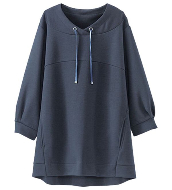 BELLUNA（ベルーナ）の「とろみ素材ワイドネックプルオーバー（カットソー）」｜ネイビー