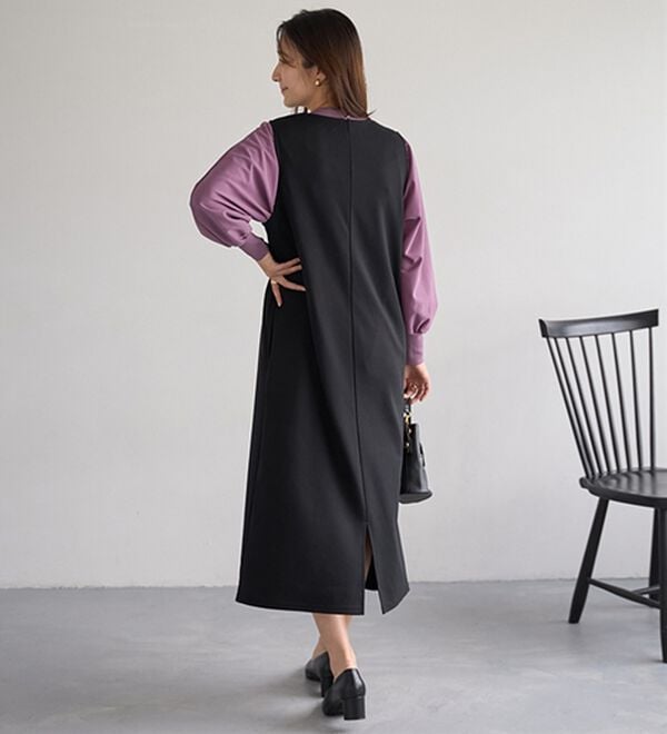 BELLUNA（ベルーナ）の「【選べる丈】シュッと体型カバー！ジャストフィットらくらくジャンパースカート（ジャンパースカート）」｜詳細画像