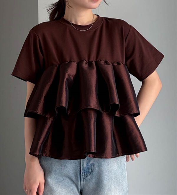 RANAN（ラナン）の「シャイニーフリルTシャツ（Tシャツ）」｜詳細画像