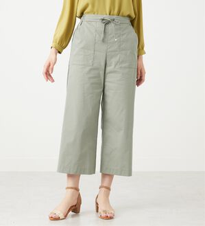 BELLUNA（ベルーナ）の「【店舗・ネット限定】サラリ綿混ベイカーワイドパンツ（ワイドパンツ・ガウチョ）」｜オリーブ