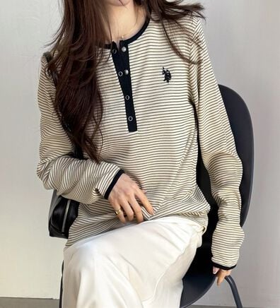 GeeRA（ジーラ）の「【U.S.POLOASSN】ワッフルヘンリーネックカットソー（カットソー）」