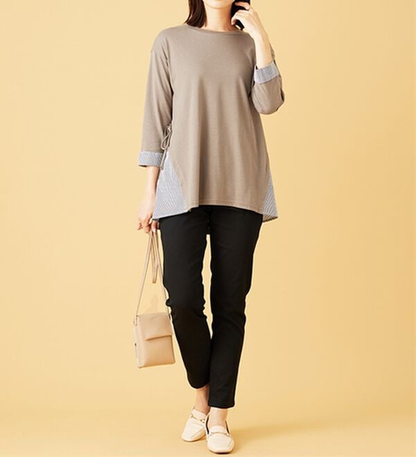 BELLUNA（ベルーナ）の「サイドリボンデザイン異素材切替チュニック（チュニック）」｜詳細画像